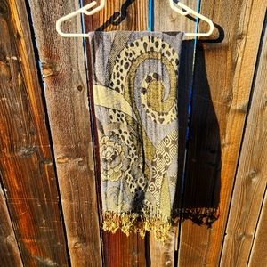 Pashmina Black& Gold Floral Tribal Print